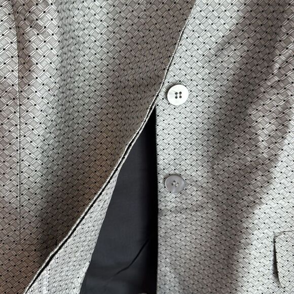 Talbots vintage women’s silk blend silver Textured Jacket mandarin collar size 6 - Picture 3 of 10